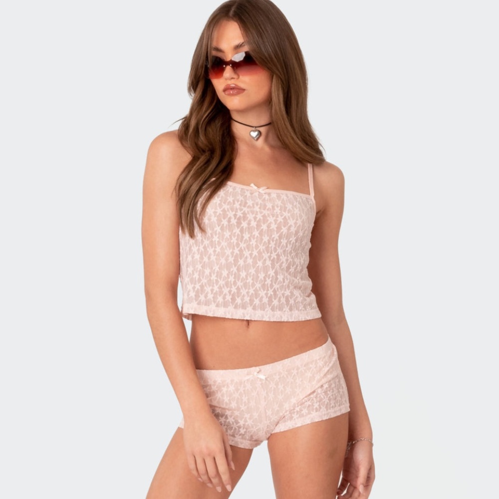 Edikted pink lace tank and short set size small